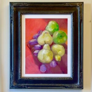 Original Oil Pastel Painting of Still Life Fruit